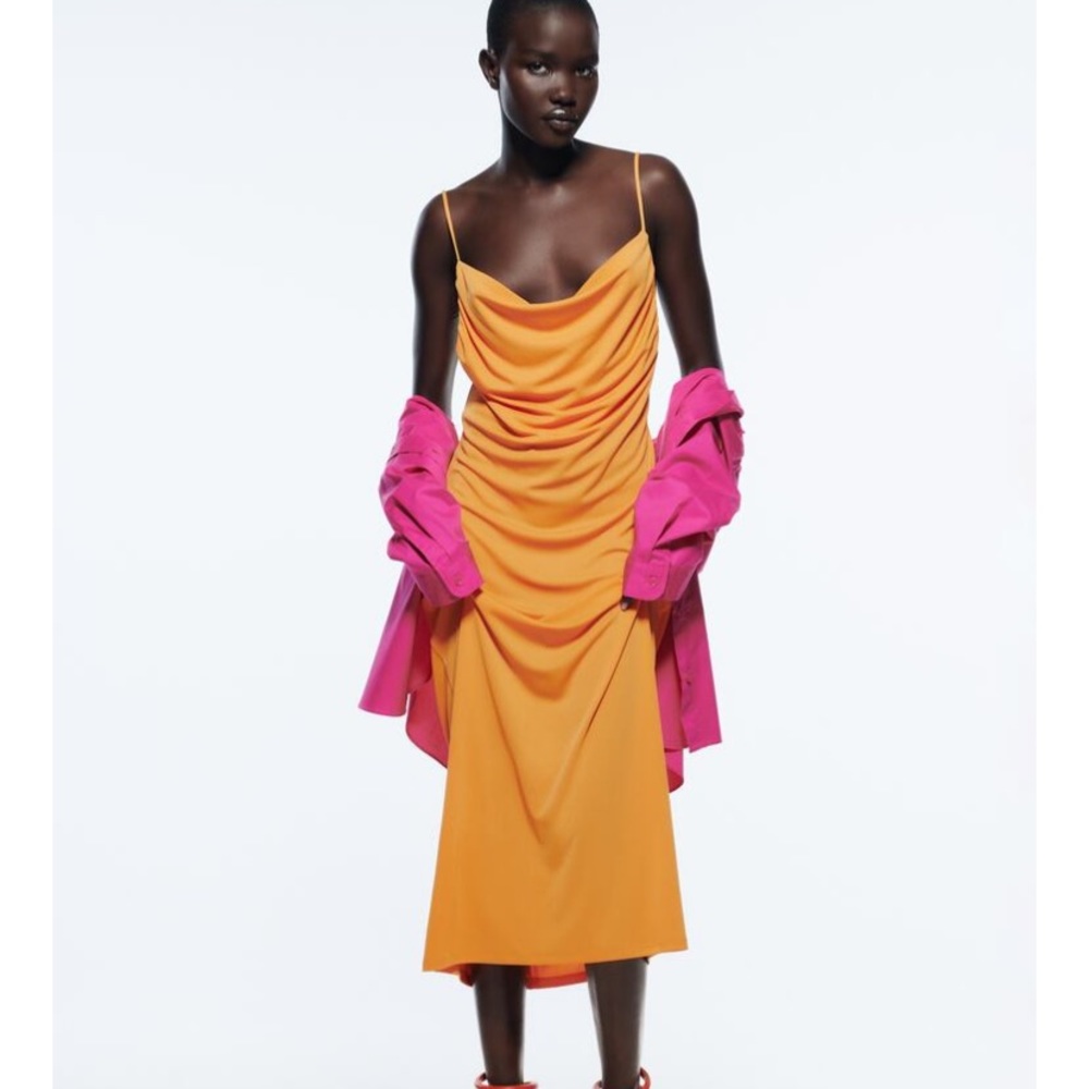Orange slip dress